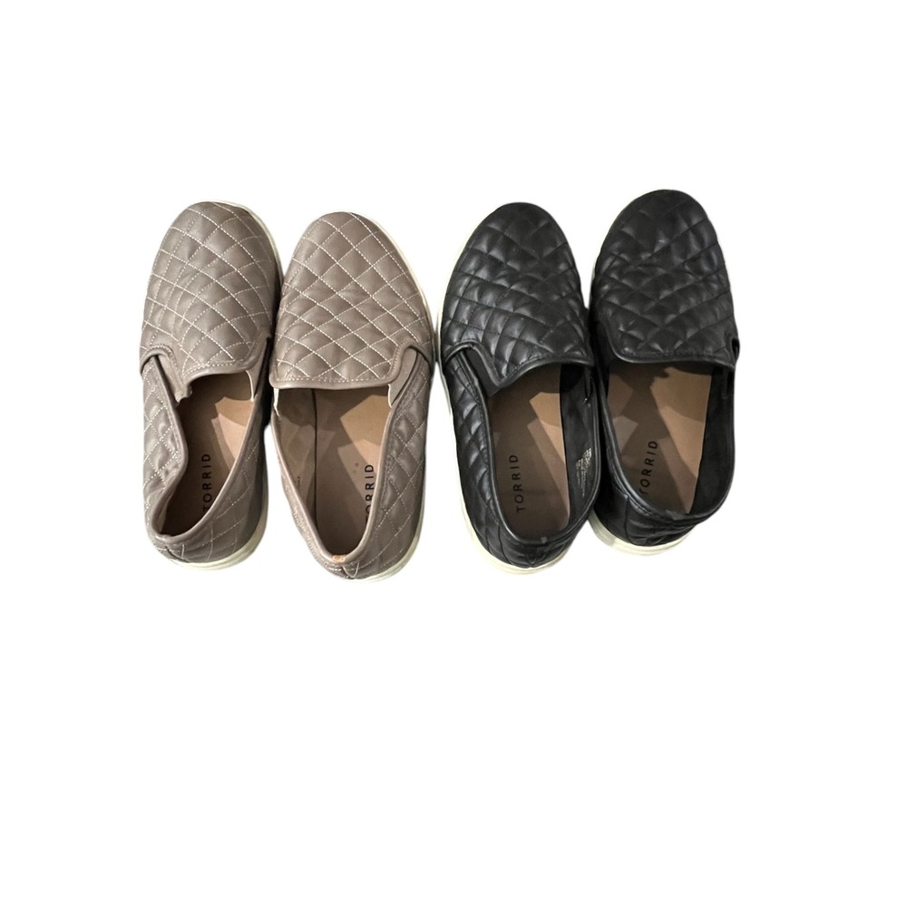 Torrid Quilted Slip On Sneakers Womens Black & Taupe Bundle - 8W